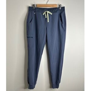 FIGS Zamora Scrub Pants Womens M Blue High Waisted Joggers Elastic PO 2699